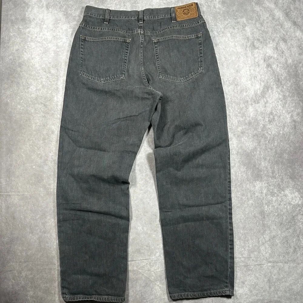 Vintage 90s Eddie Bauer Mens Faded Black Straight Leg Denim Jeans 32x32 Cotton